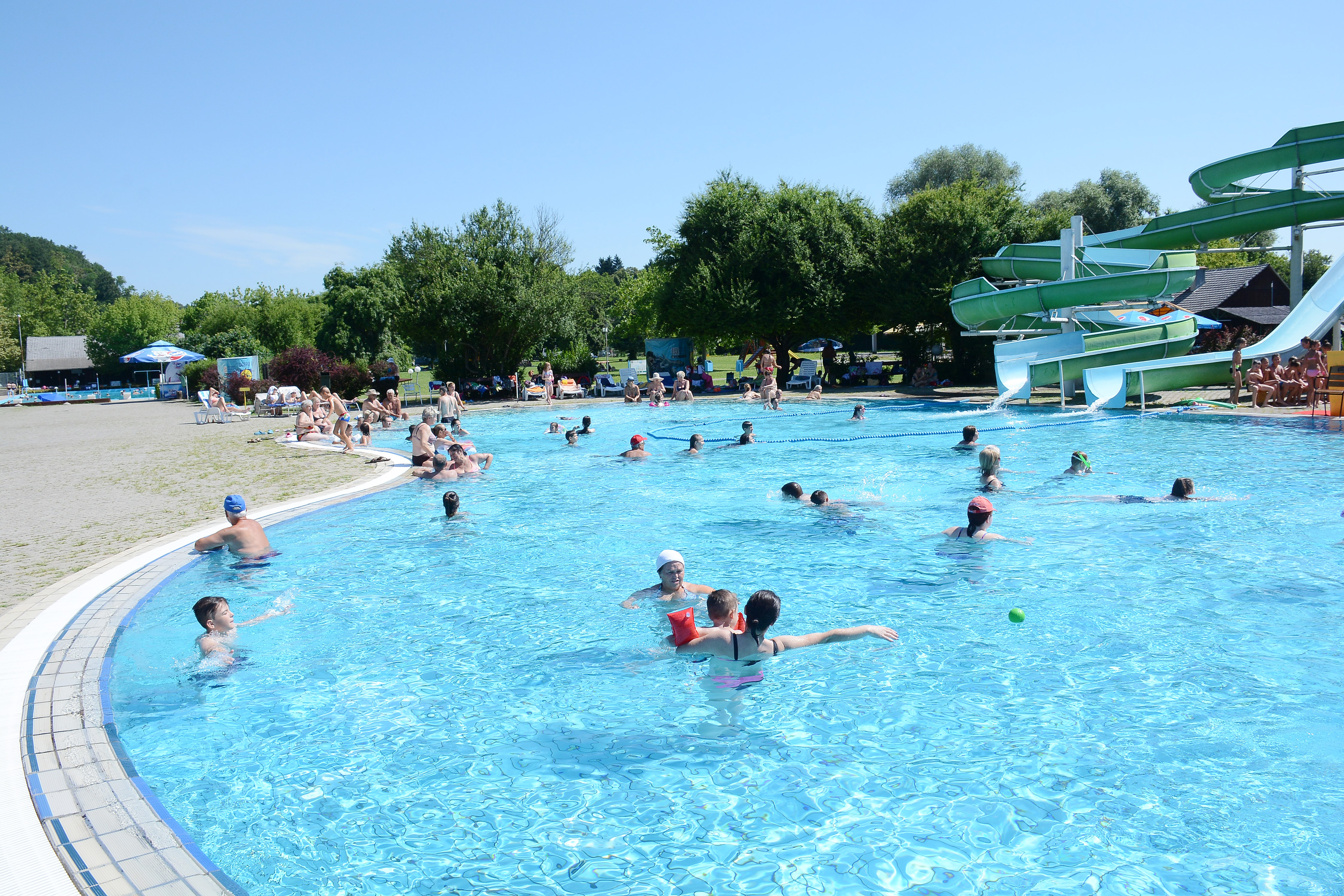 02.07.2019., Topusko - Kompleks otvorenih bazena s termalnom vodom u termamam Topusko."nPhoto: Nikola Cutuk/PIXSELL